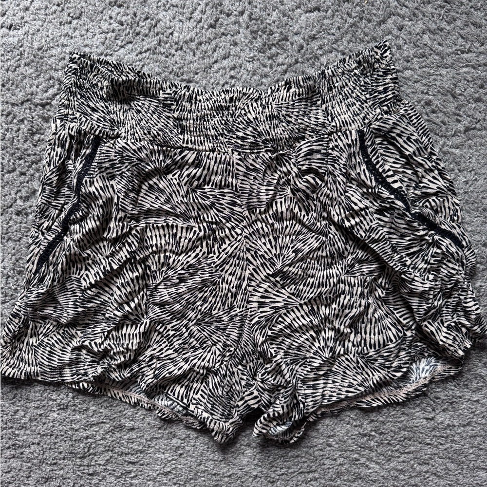Black and Cream Patterned Women’s Shorts